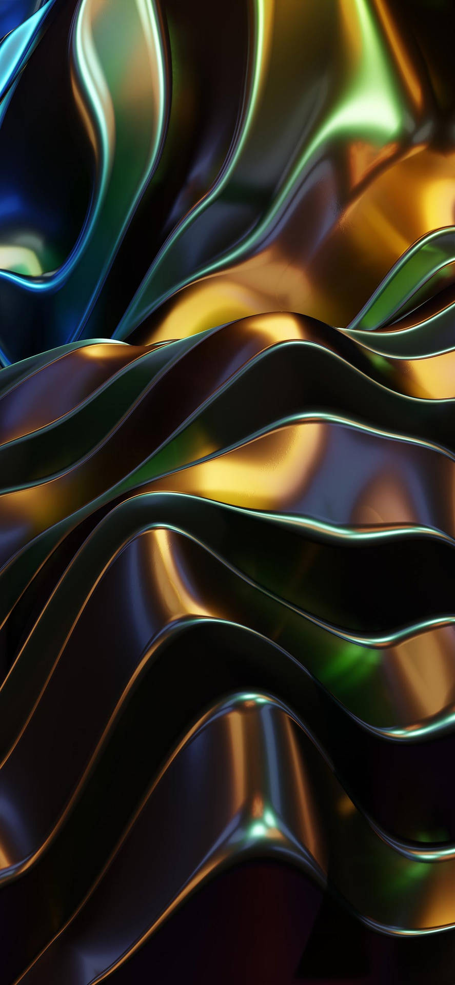 Onde astratte metalliche iridescenti, 887x1920 Verticale, iPhone Pro