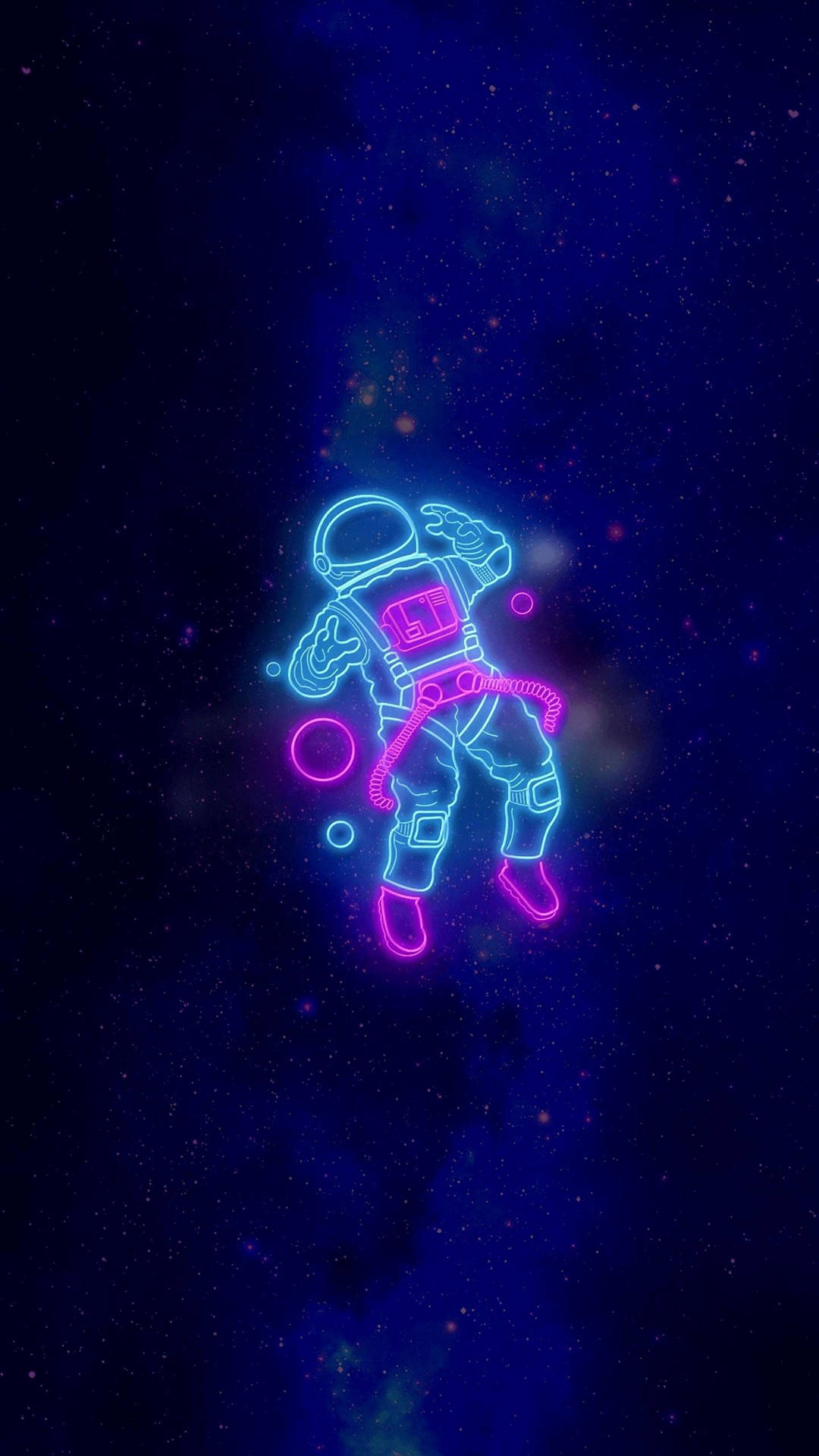Astronauta neon nello spazio, sfondi 4K, 1080x1920 Verticale, iPhone Pro