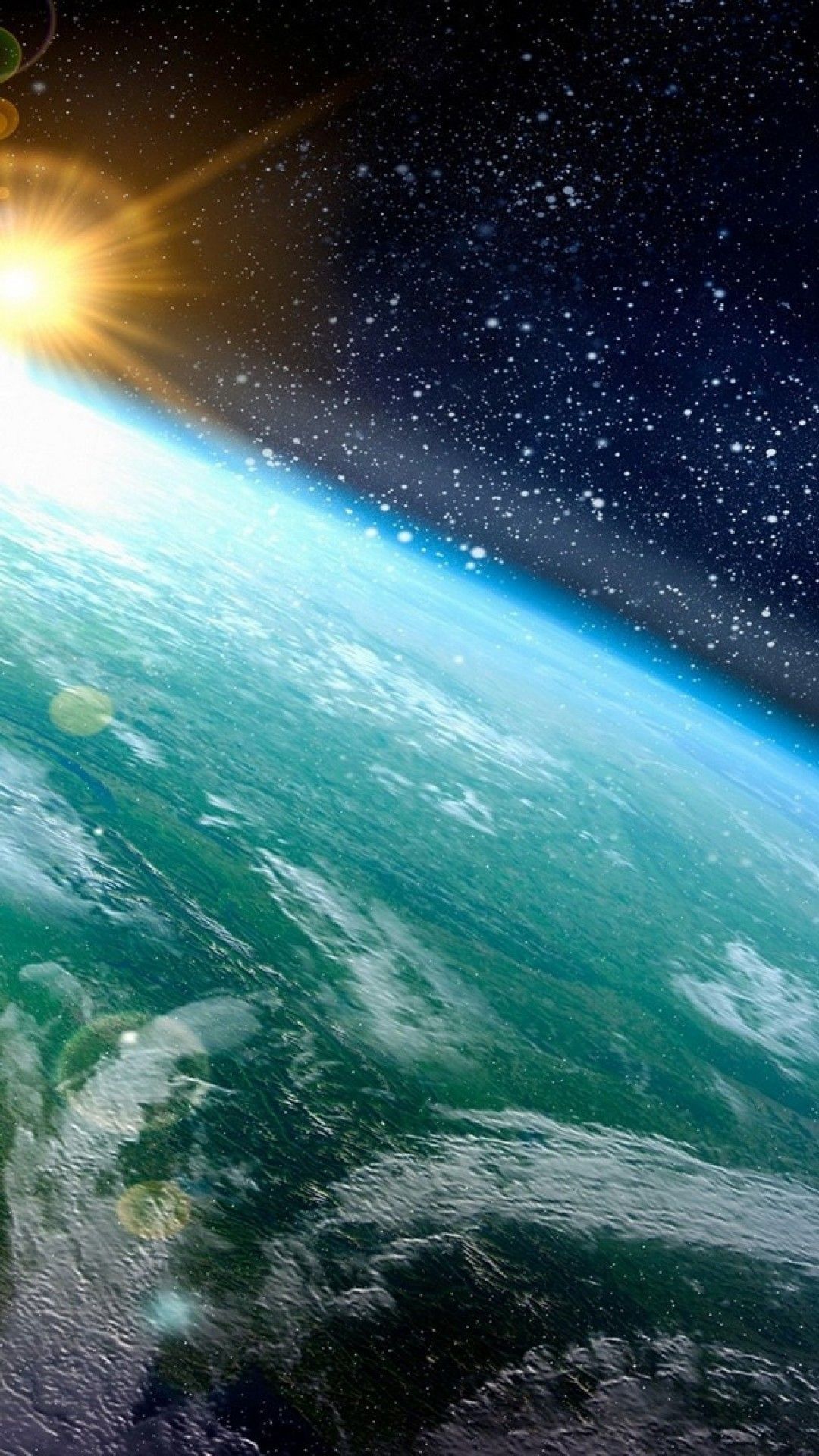 Terra vista dallo spazio, sole, sfondi 4K, 1080x1920 Full HD Verticale, iPhone Air