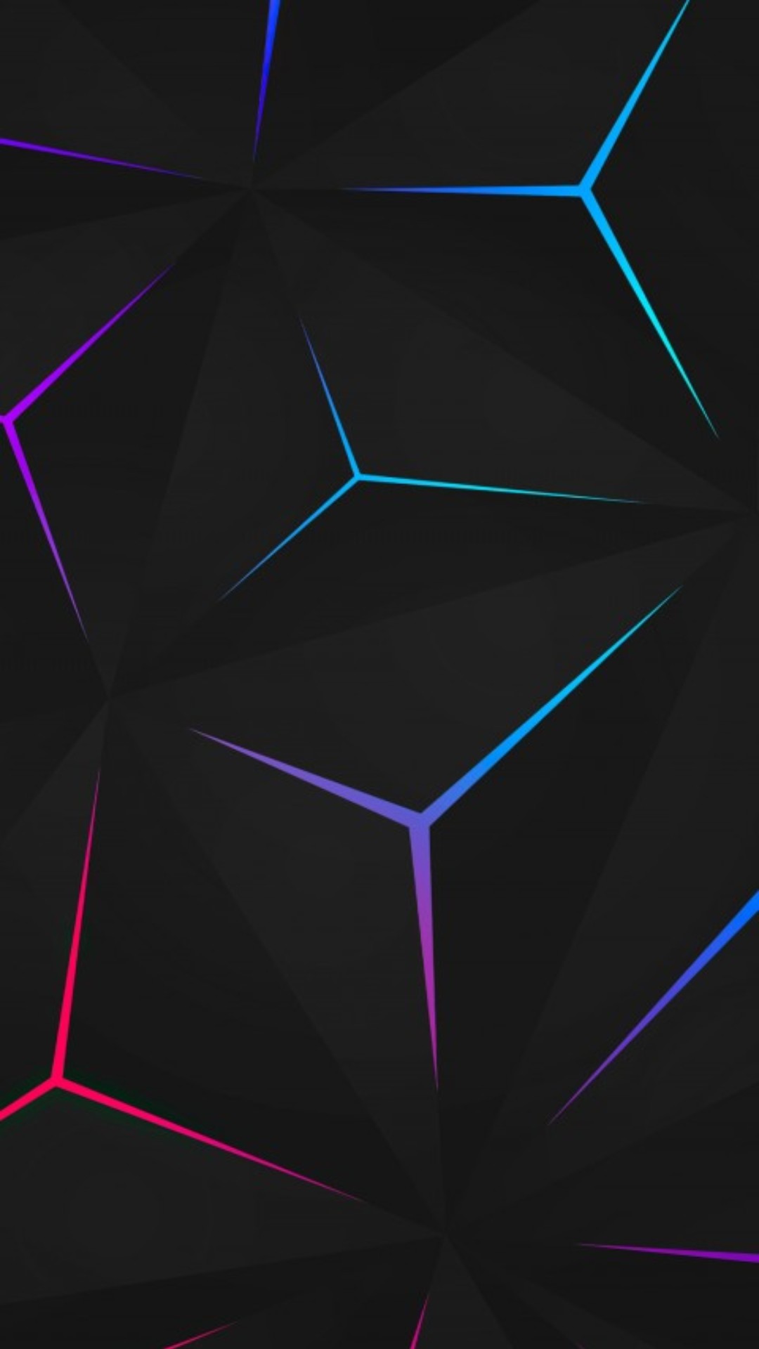 Poligoni scuri con linee neon, sfondi 4K, 1080x1920 Verticale, iPhone