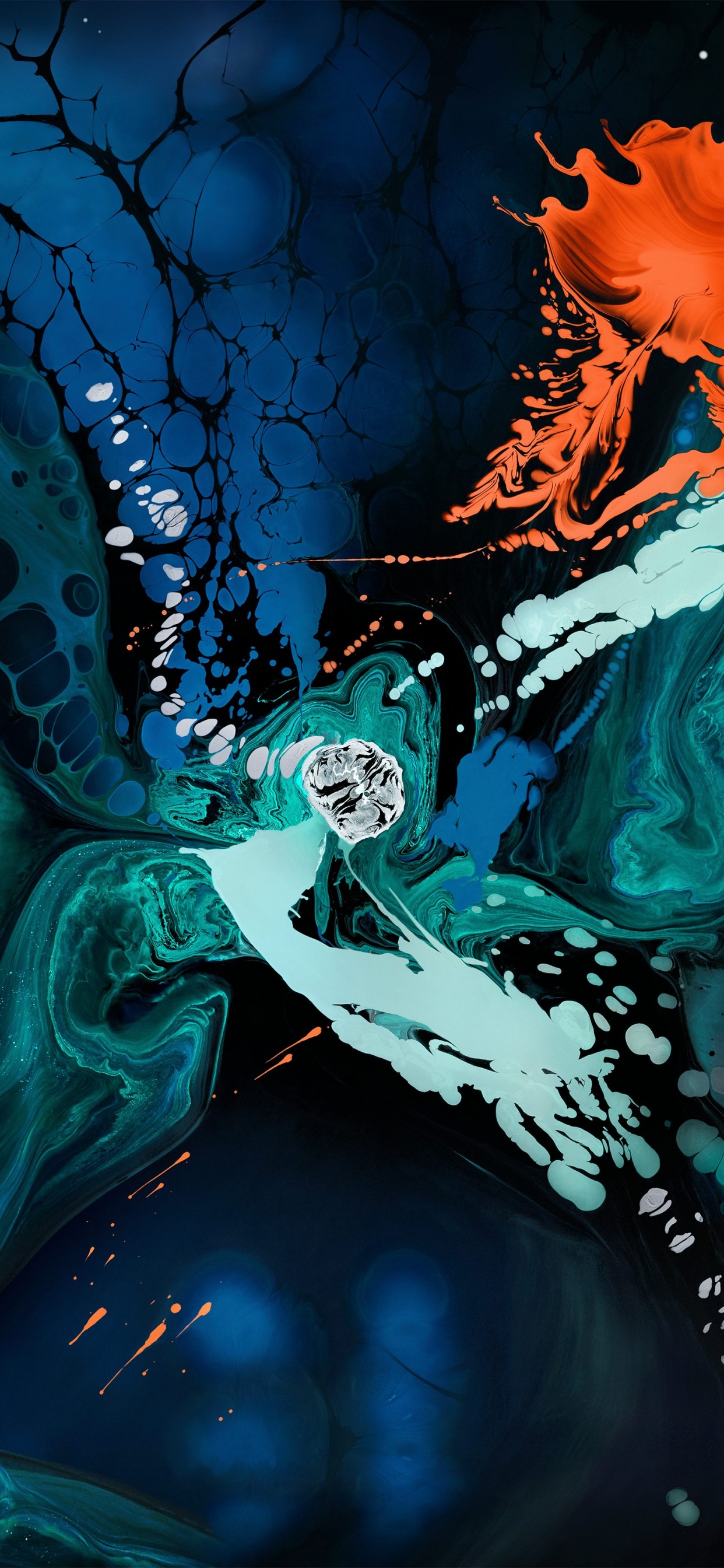 Arte liquida astratta blu arancione, 1242x2688 Verticale, iPhone