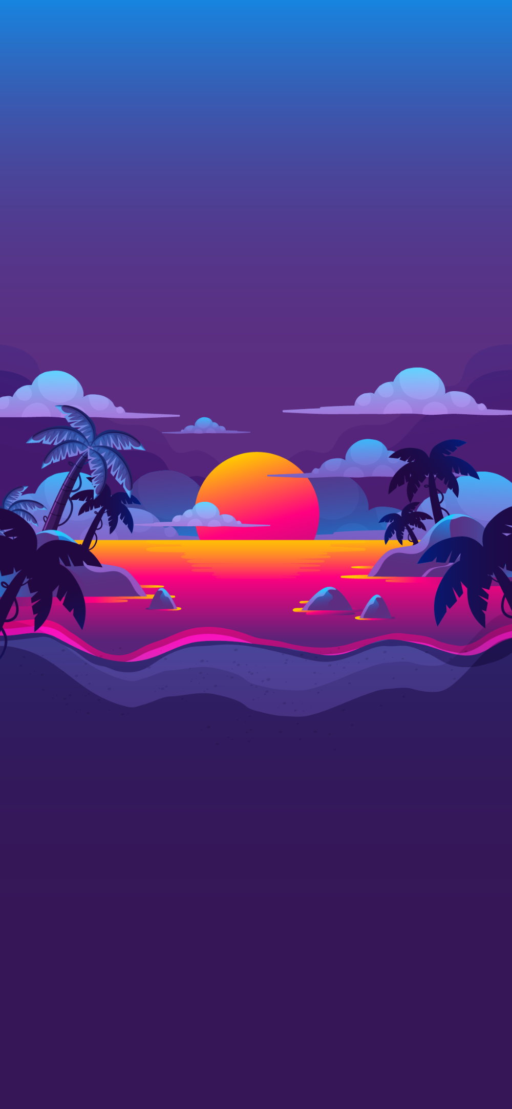 tramonto tropicale palme viola, sfondi 4K, 1000x2166 Full HD Verticale, iPhone Plus