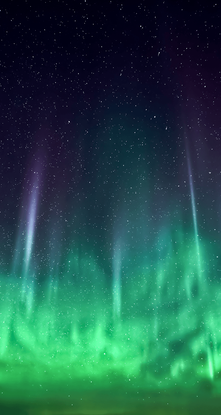 Aurora boreale verde stelle, 744x1392 Verticale, POCO