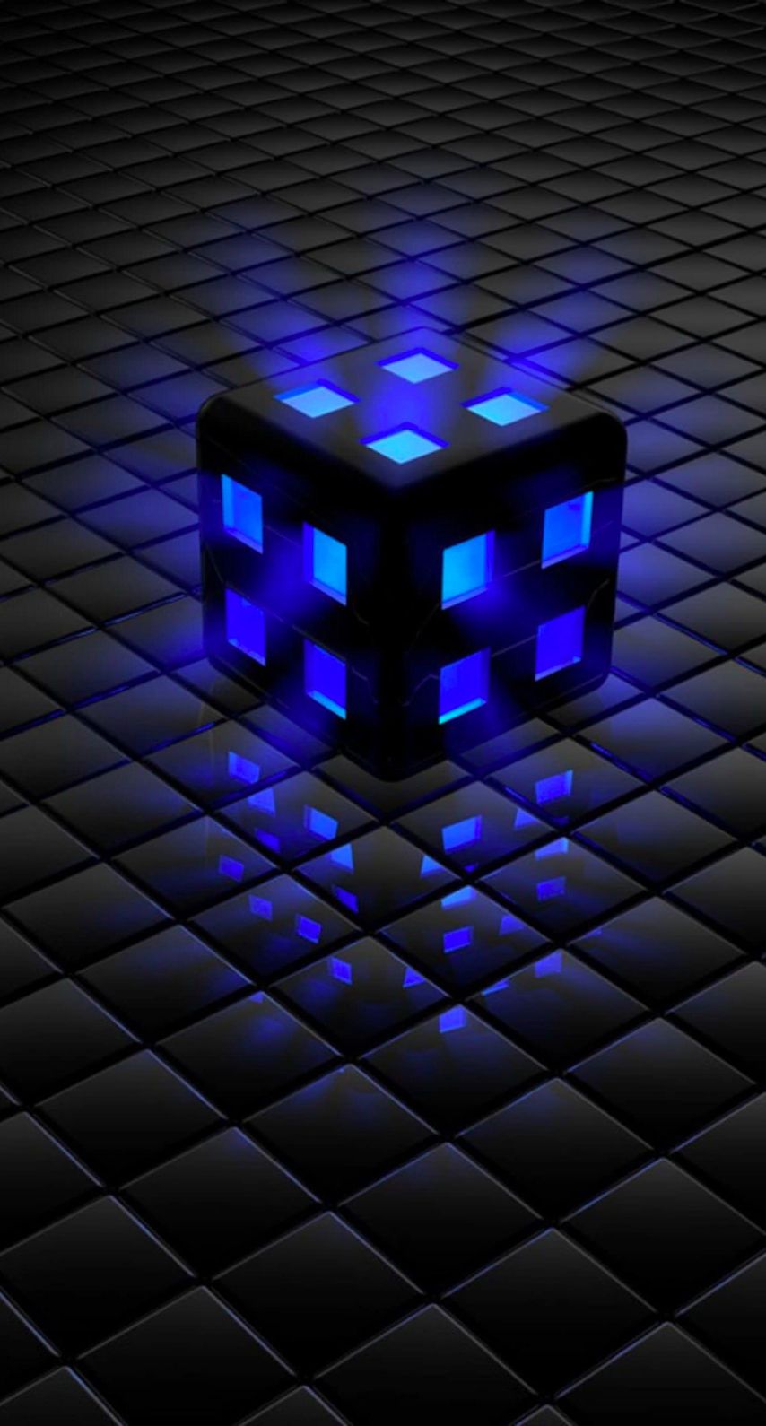 cubo luminoso blu 3D, 854x1590 Verticale, iPhone