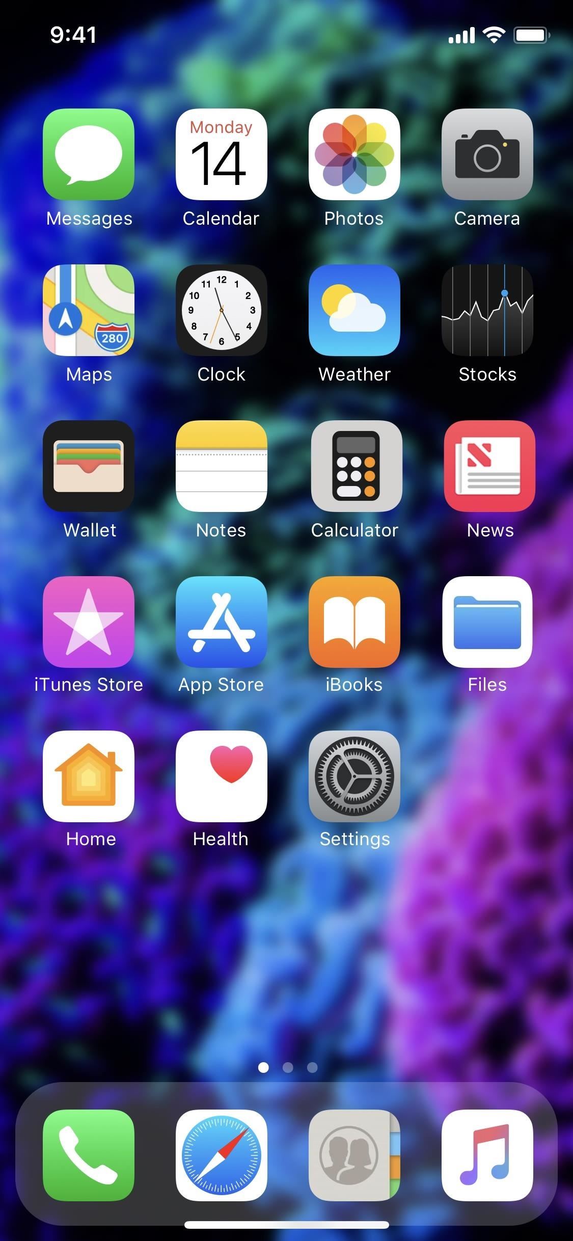 Schermata home iPhone, 1125x2436 Verticale, iPhone Pro