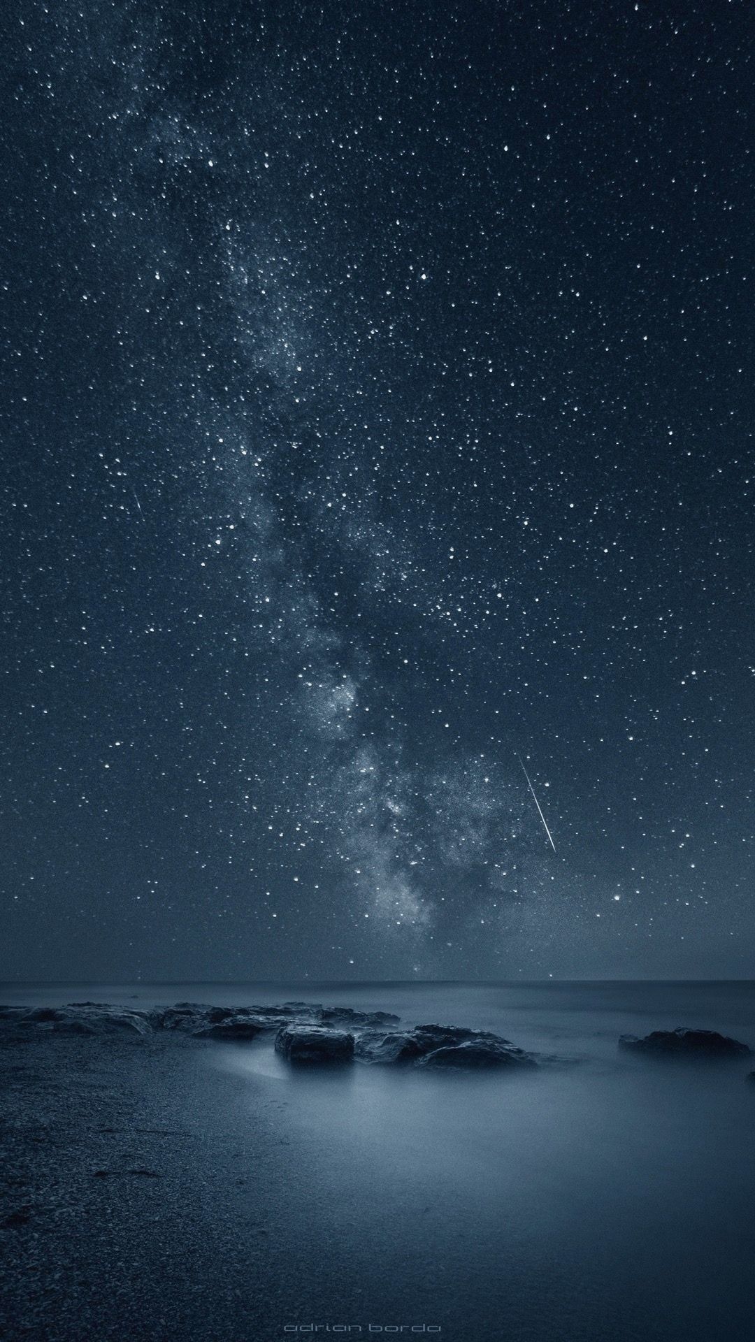 Via Lattea sul mare notturno, 1080x1920 Full HD Verticale, iPhone Plus