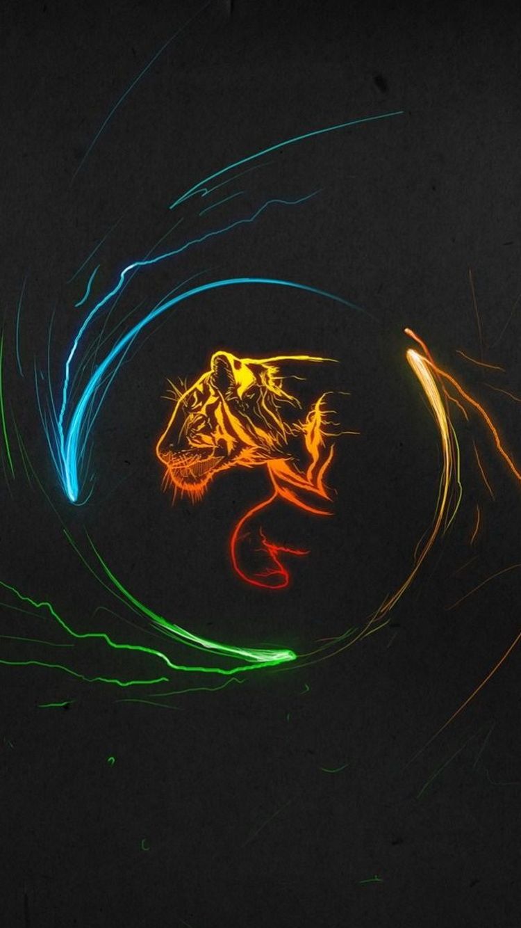 Tigre astratta luci neon, 750x1334 Verticale, iPhone Pro Max