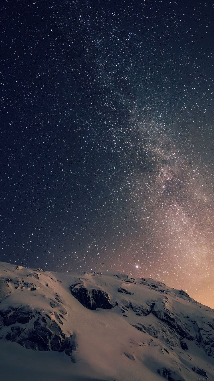 cielo stellato montagna innevata, 750x1334 Full HD Verticale, iPhone Plus