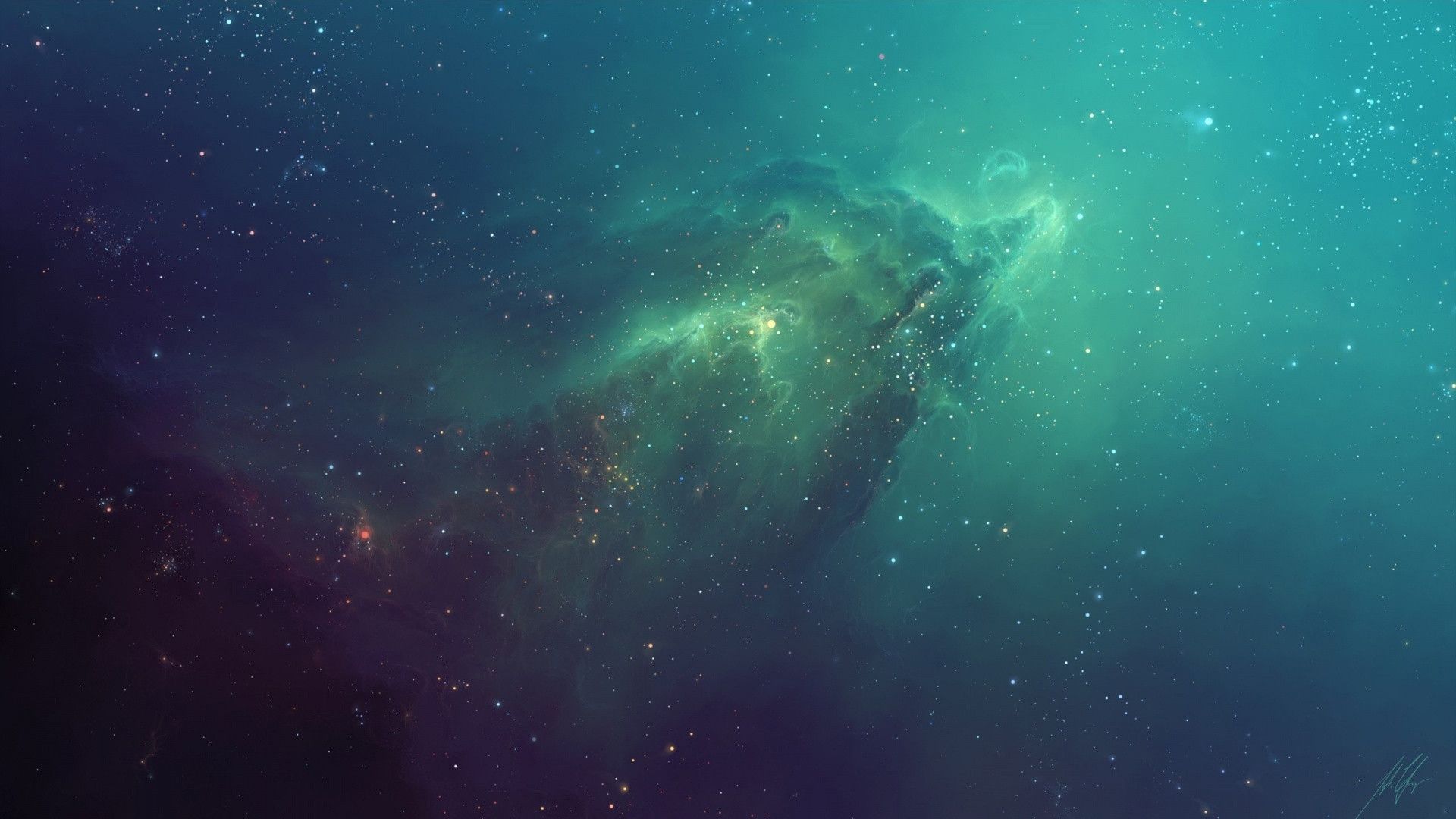 Nebulosa spaziale blu verde, 1920x1080 1080p, PC