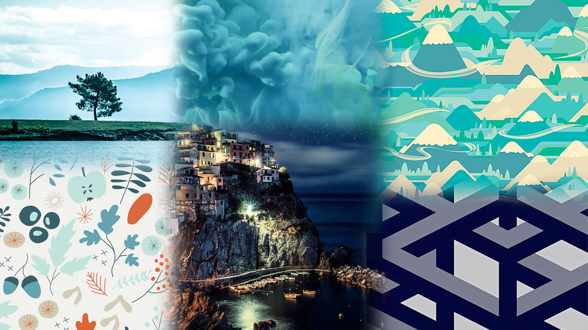 Collage sfondi natura e pattern, 1920x1080 Full HD 1080p, PC