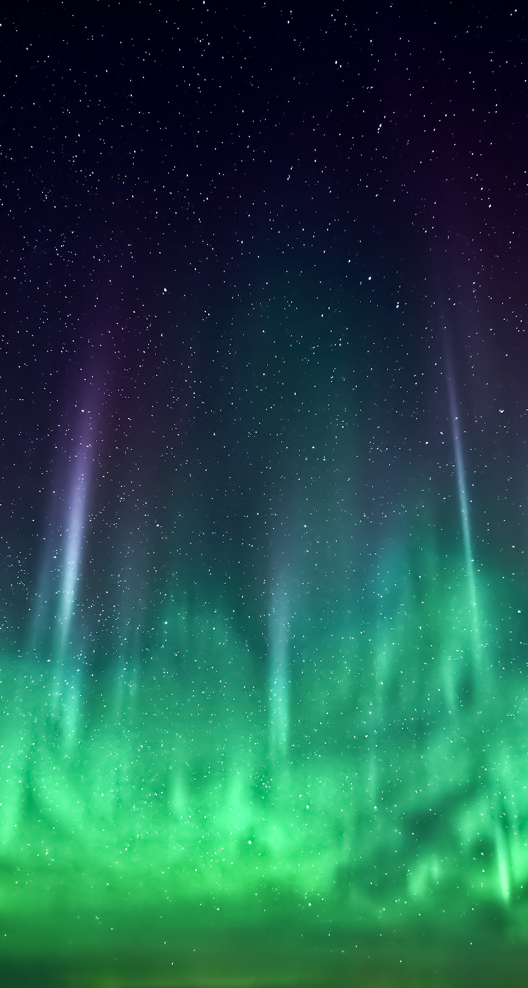 Aurora boreale verde notte, 744x1392 Verticale, iPhone Pro