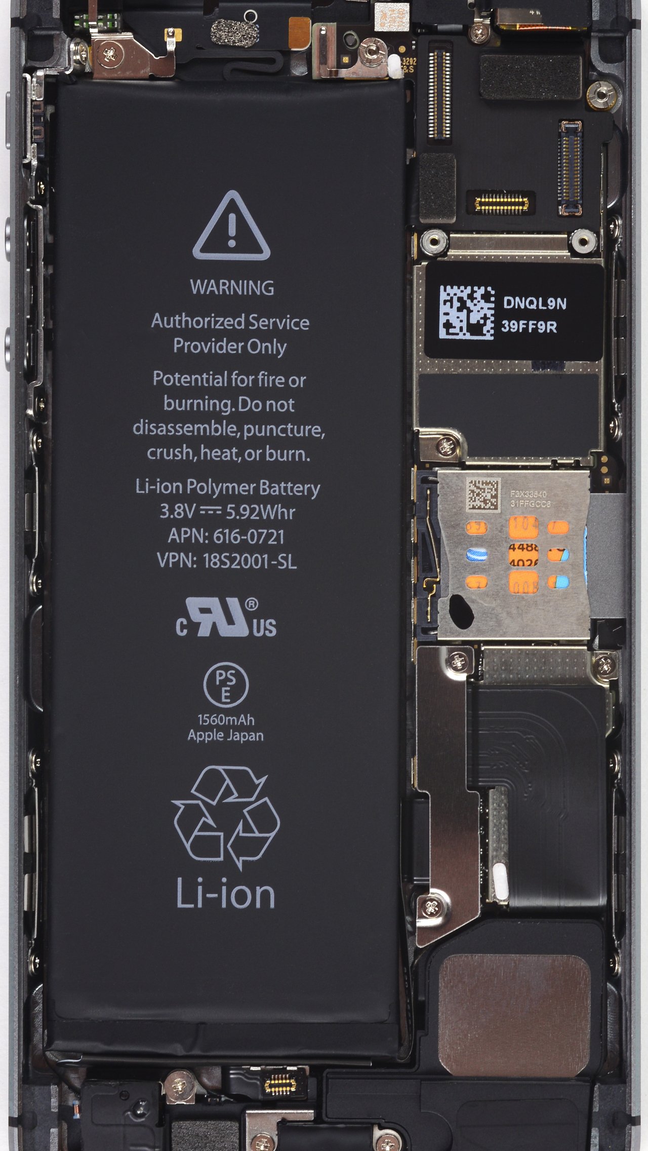 Componenti interni iPhone 5, 1280x2272 Full HD Verticale, iPhone