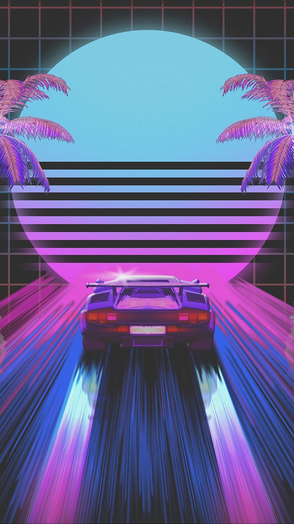 Auto retro anni 80 neon, 938x1668 Verticale, iPhone Pro