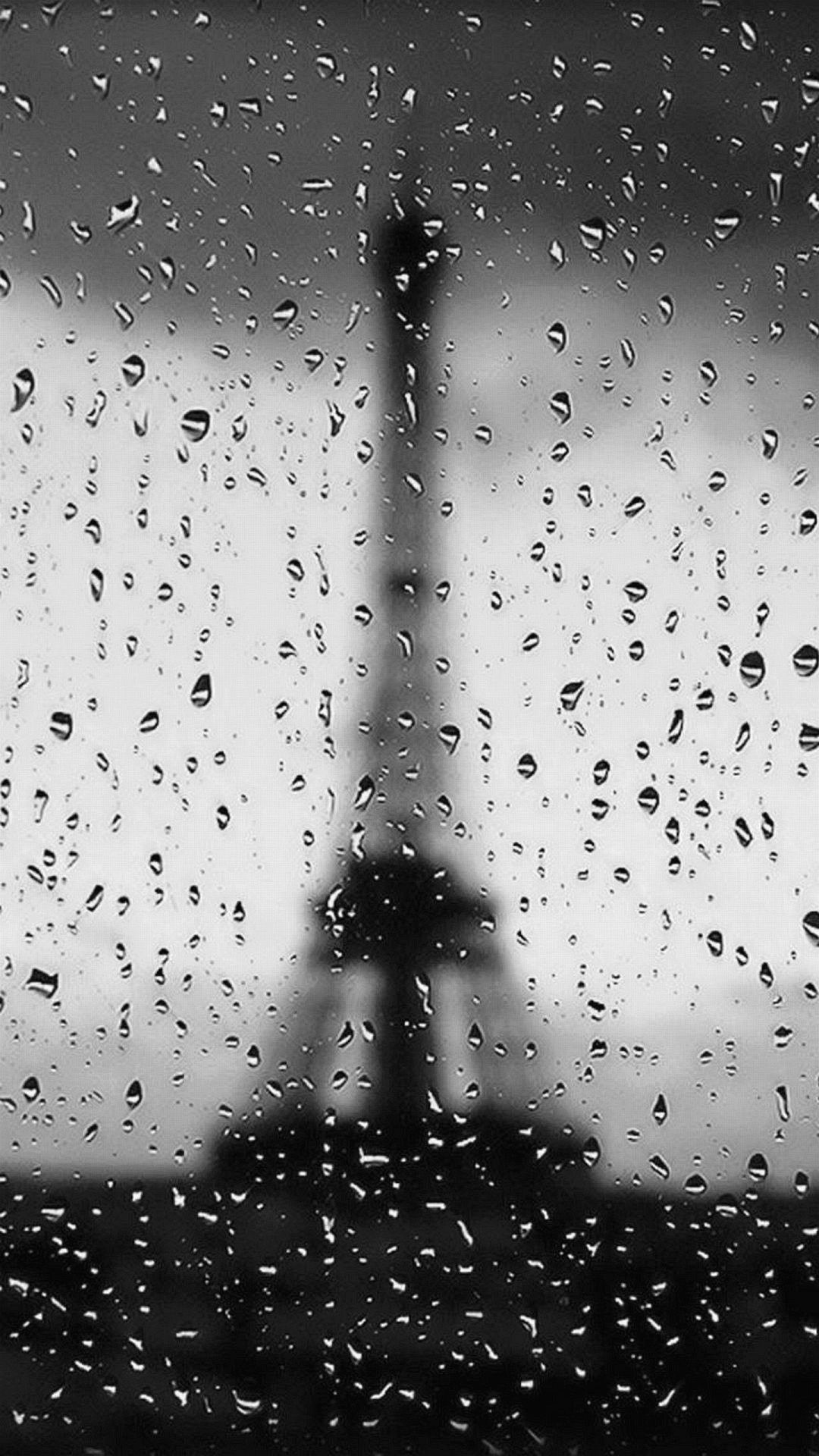 Torre Eiffel dietro vetro bagnato, Parigi, 1080x1920 Verticale, iPhone Plus