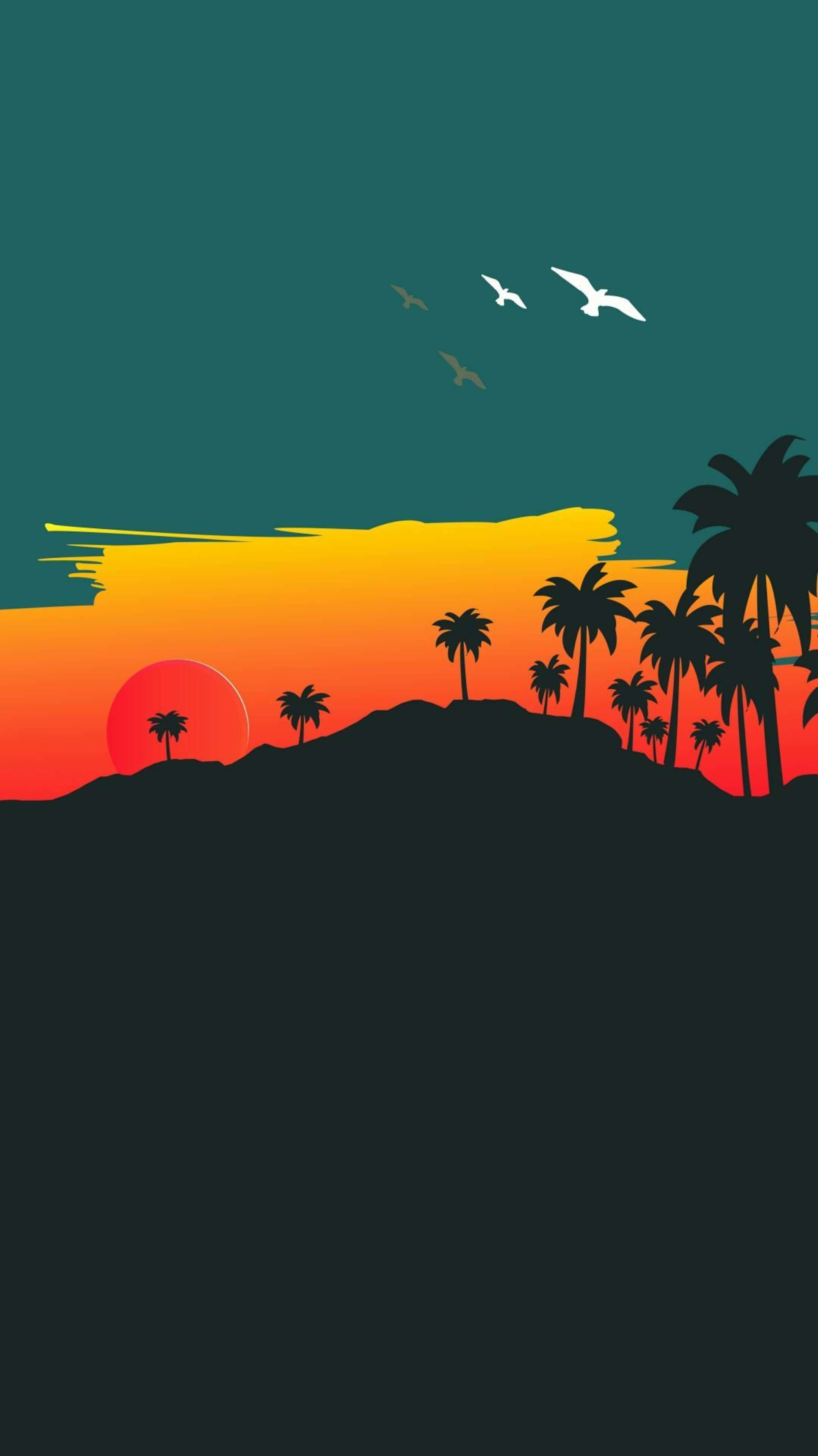Tramonto palme silhouette collina, 2158x3840 Verticale, iPhone Plus