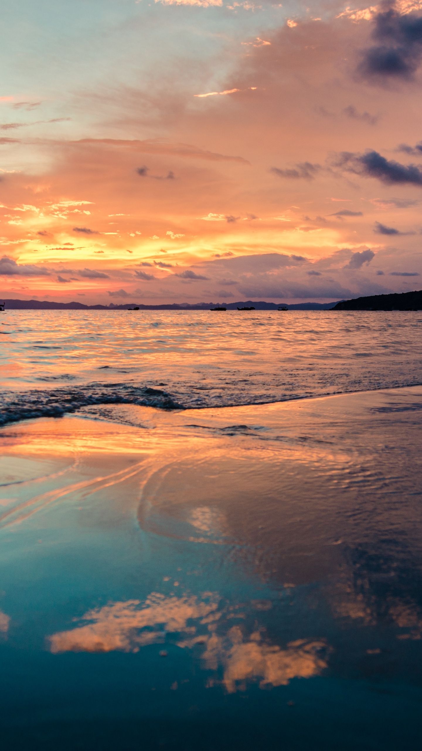 Spiaggia tramonto riflessi, 1440x2560 Verticale, iPhone
