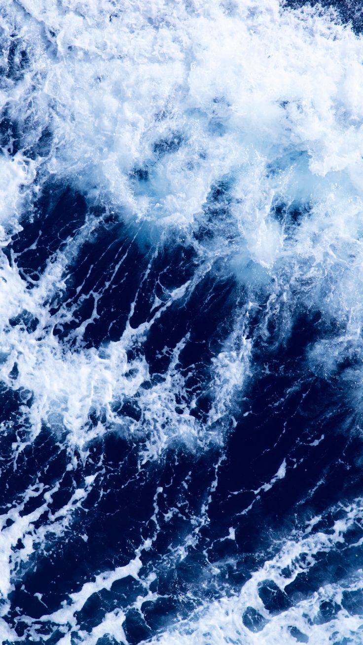 Onde oceano blu schiuma, 736x1308 Verticale, iPhone Pro Max