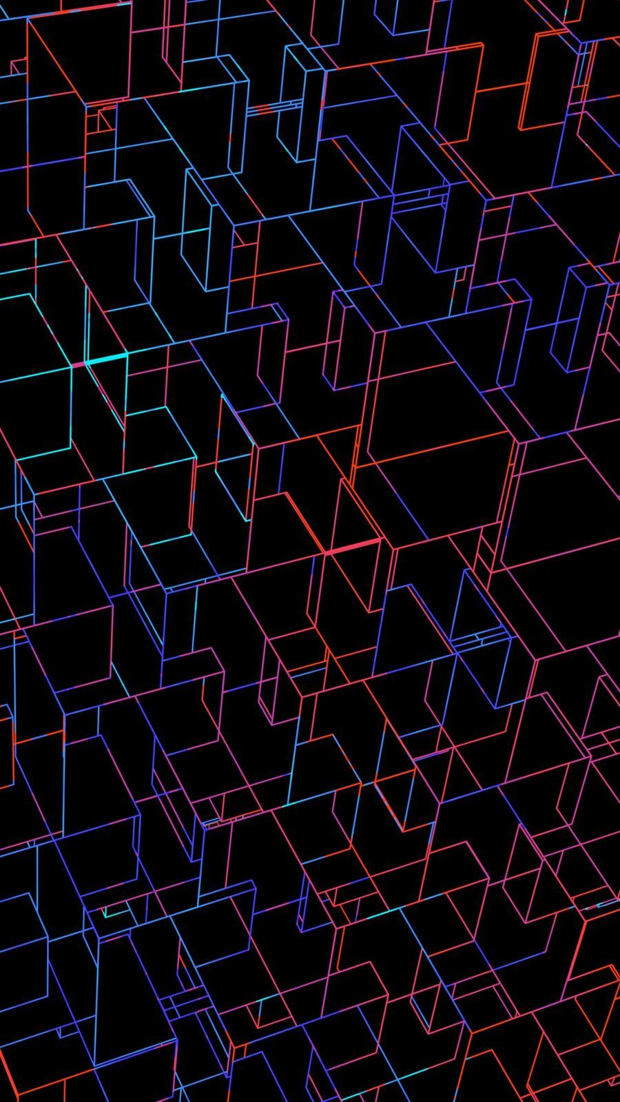 Griglia geometrica 3D neon, 900x1600 Full HD Verticale, iPhone Pro