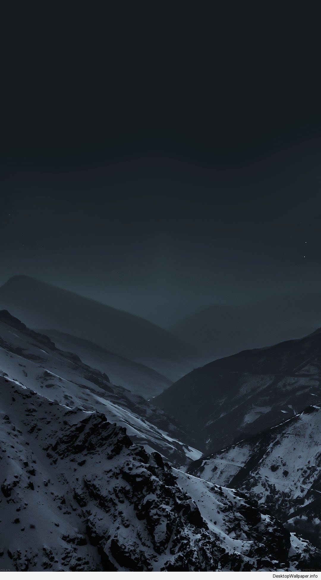 Montagne innevate scure notte, 1080x1948 Verticale, iPhone Pro