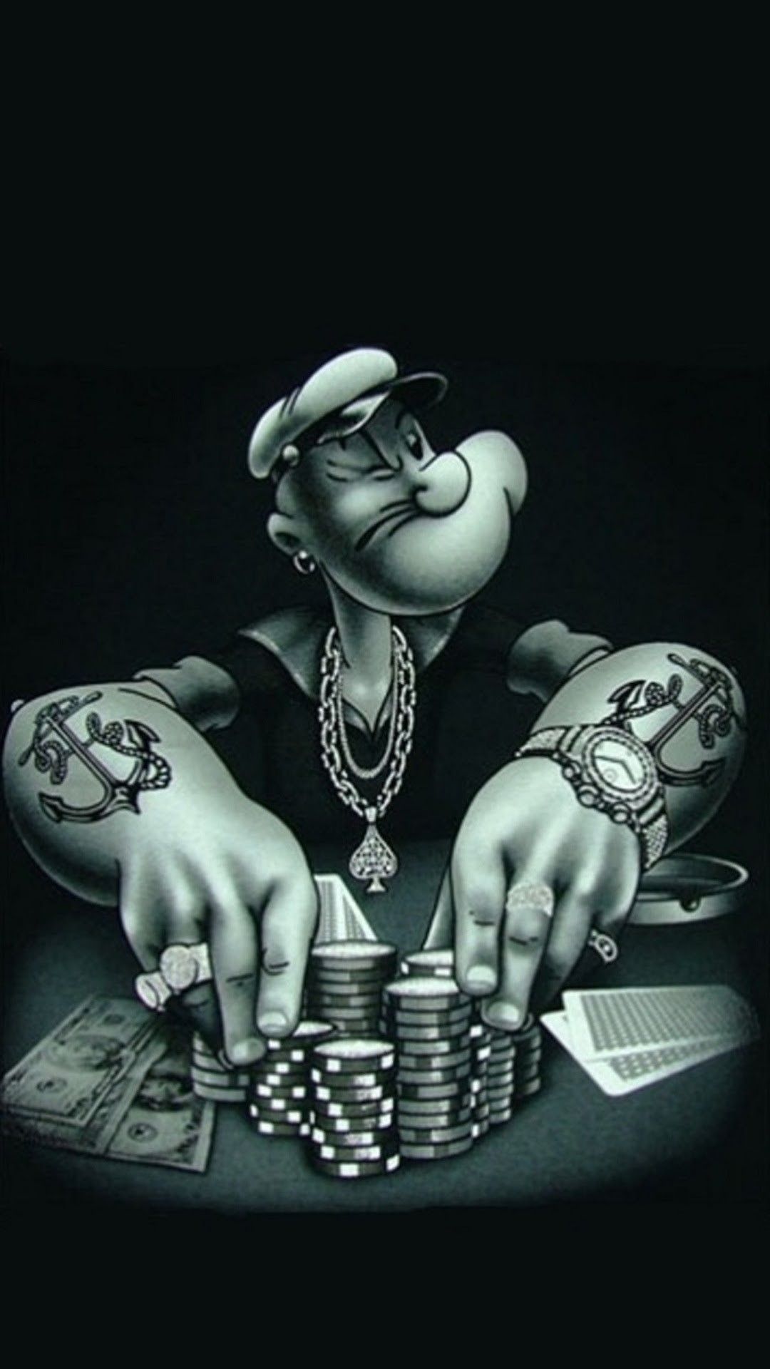 Braccio di Ferro giocatore poker, 1080x1920 Full HD Verticale, iPhone Pro Max
