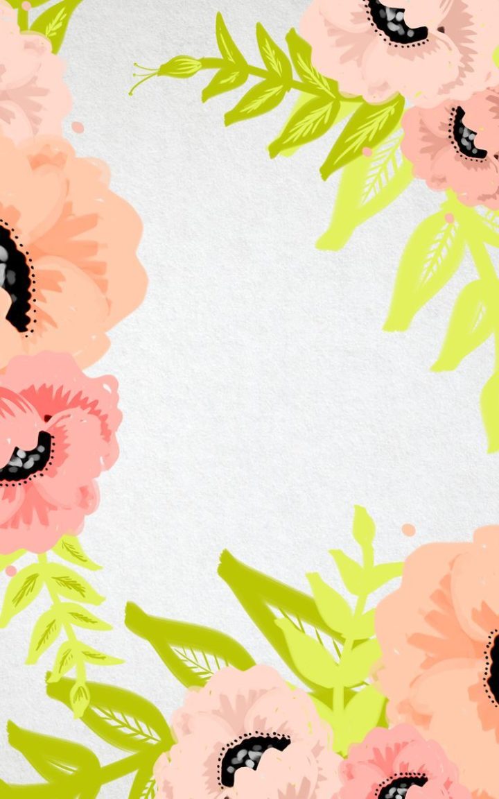 Fiori rosa e verdi illustrati, 720x1152 Full HD Verticale, iPhone Pro Max