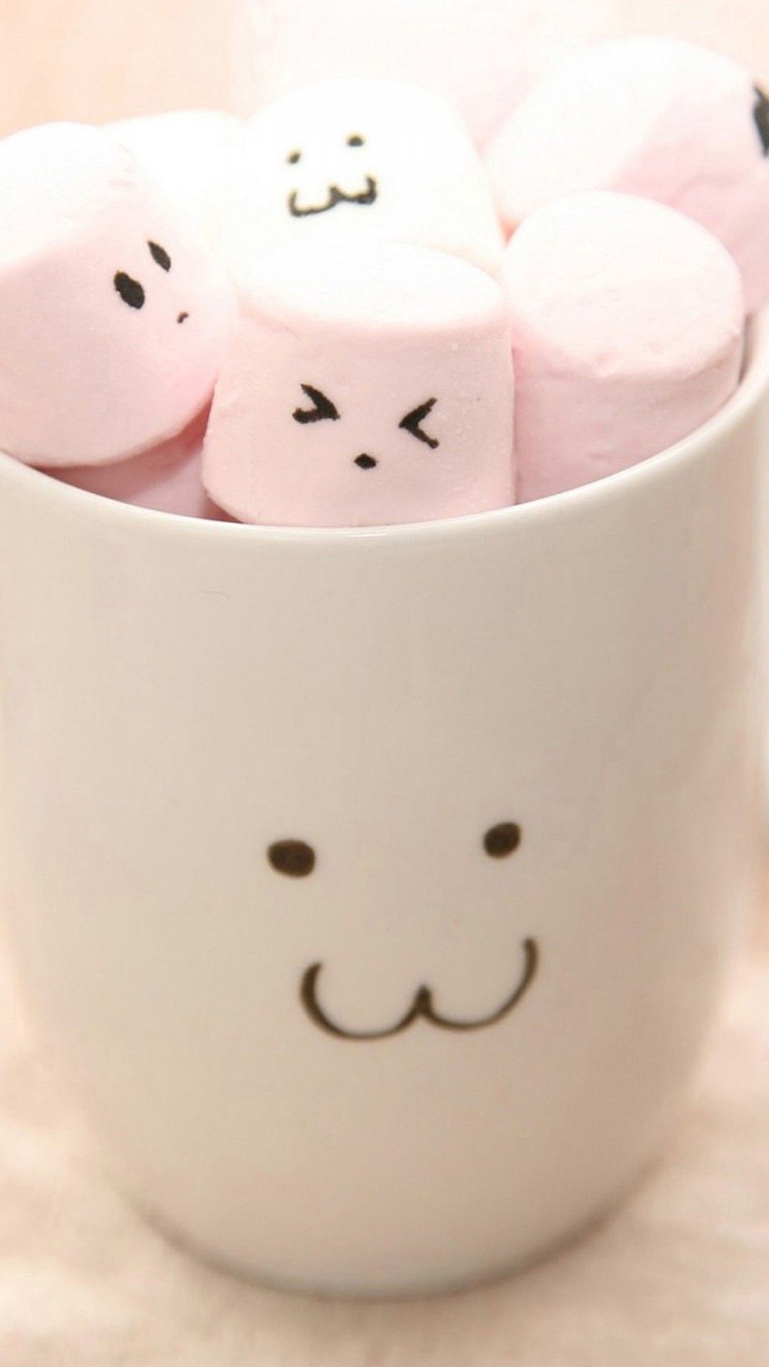 Marshmallow rosa kawaii in tazza, 1080x1920 Verticale, iPhone Air