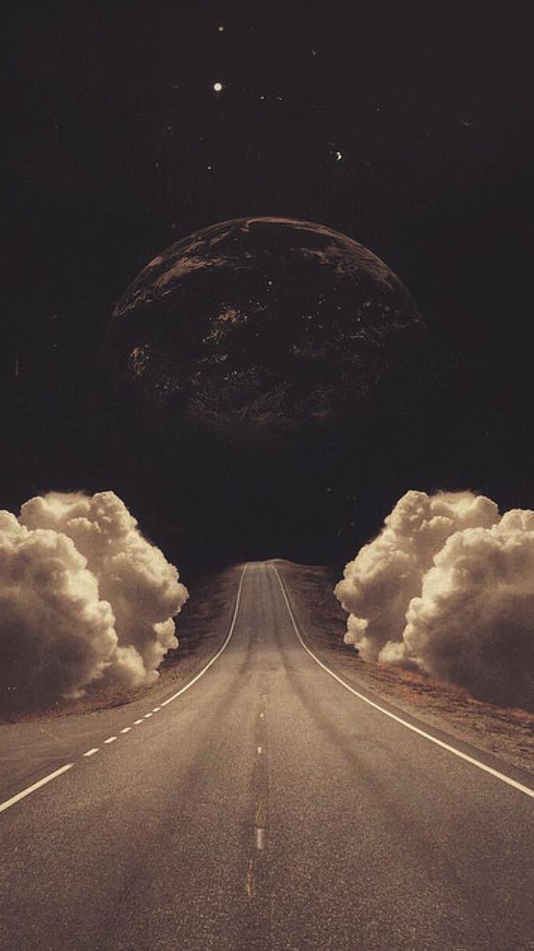 strada con luna gigante, 750x1334 Full HD Verticale, iPhone Plus