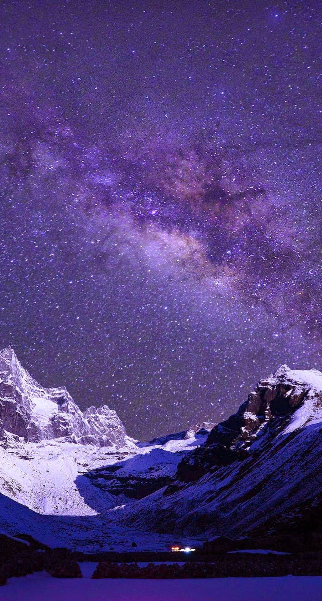 Montagne innevate cielo stellato, 1028x1920 Full HD Verticale, iPhone Pro