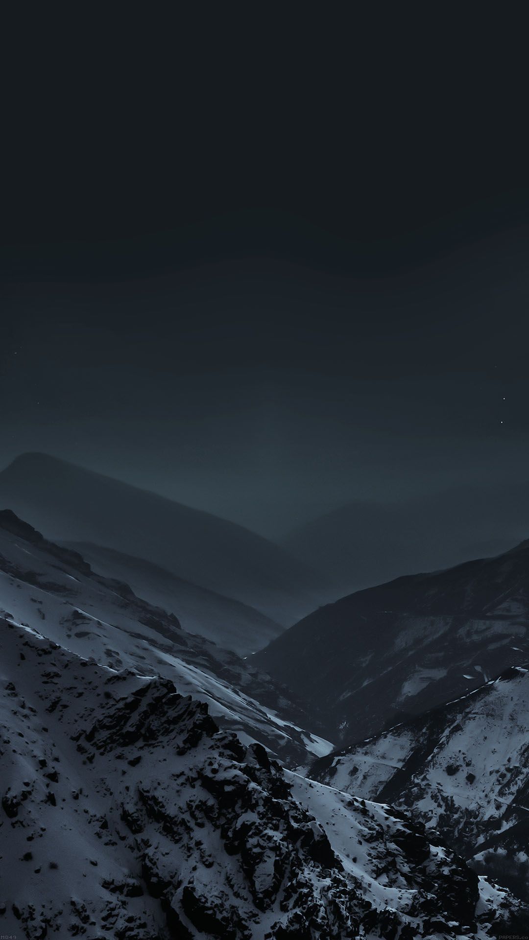 Montagne innevate scure notturne, 1080x1920 Full HD Verticale, iPhone Air