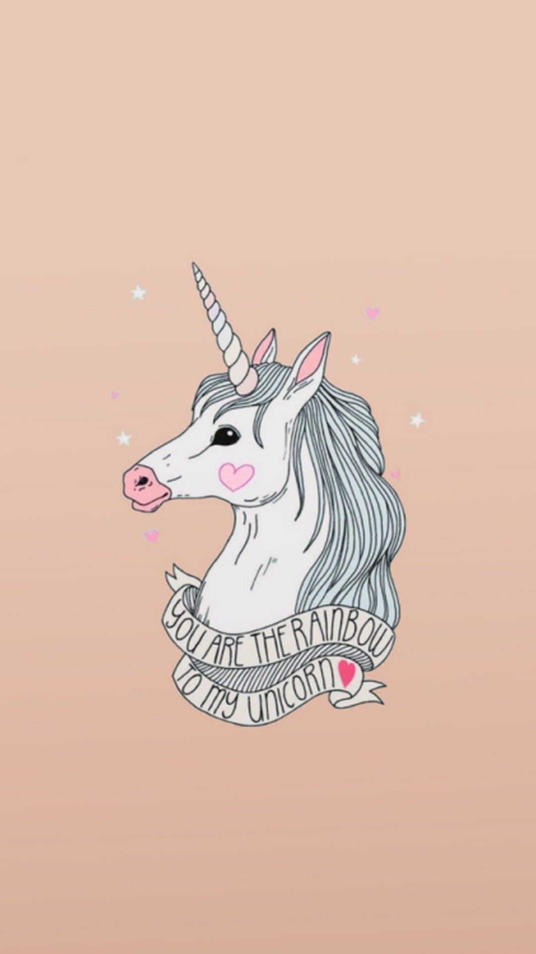 Unicorno illustrato sfondo rosa, 1080x1920 Verticale, iPhone