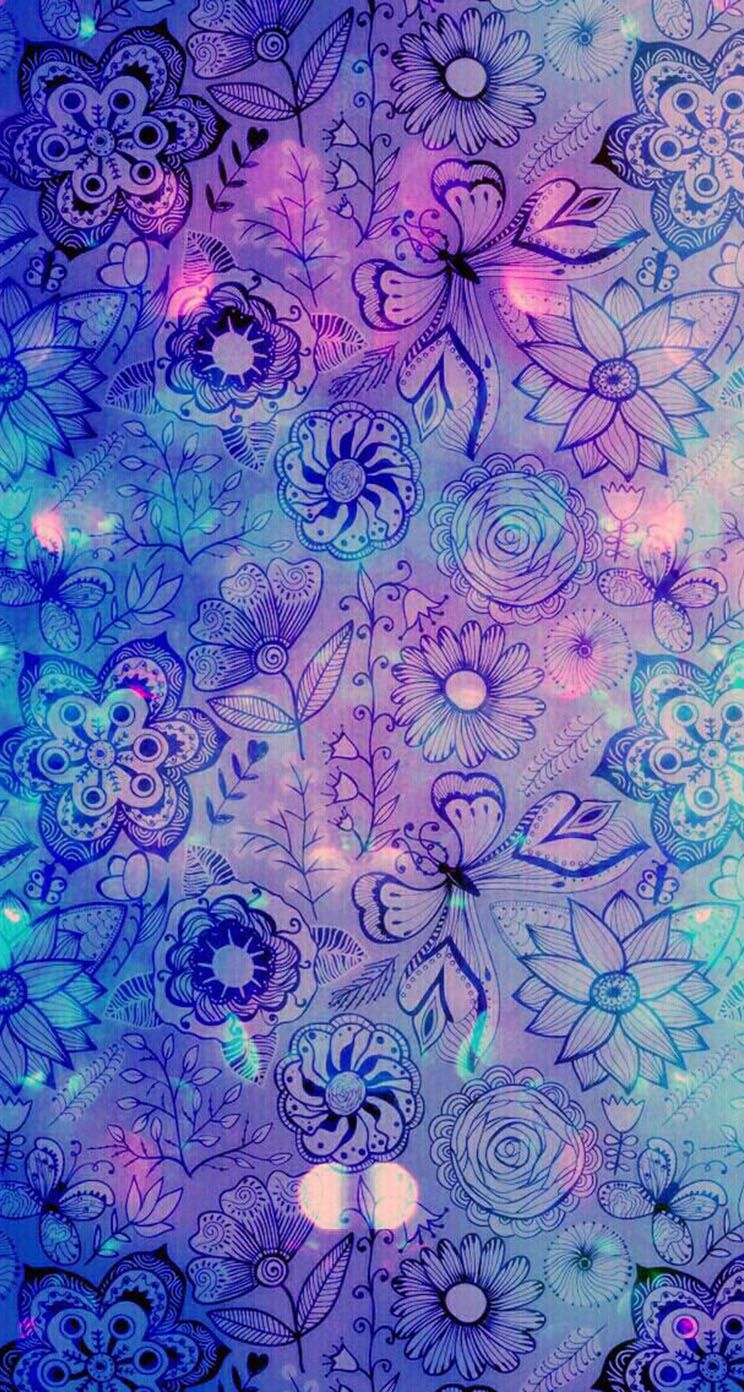 mandala floreale viola blu, 744x1392 Full HD Verticale, iPhone Air