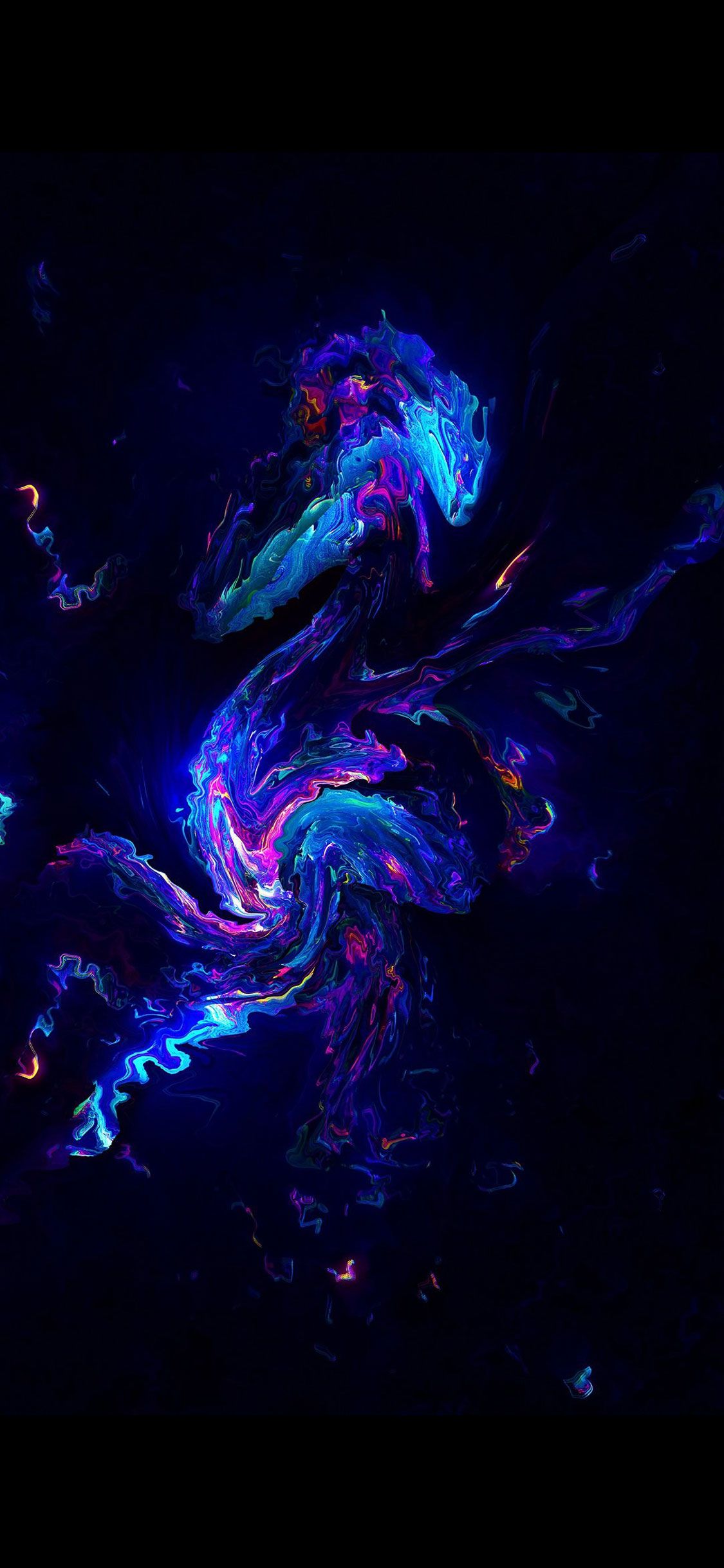 fluido astratto neon viola blu, 1125x2436 Verticale, iPhone Pro Max