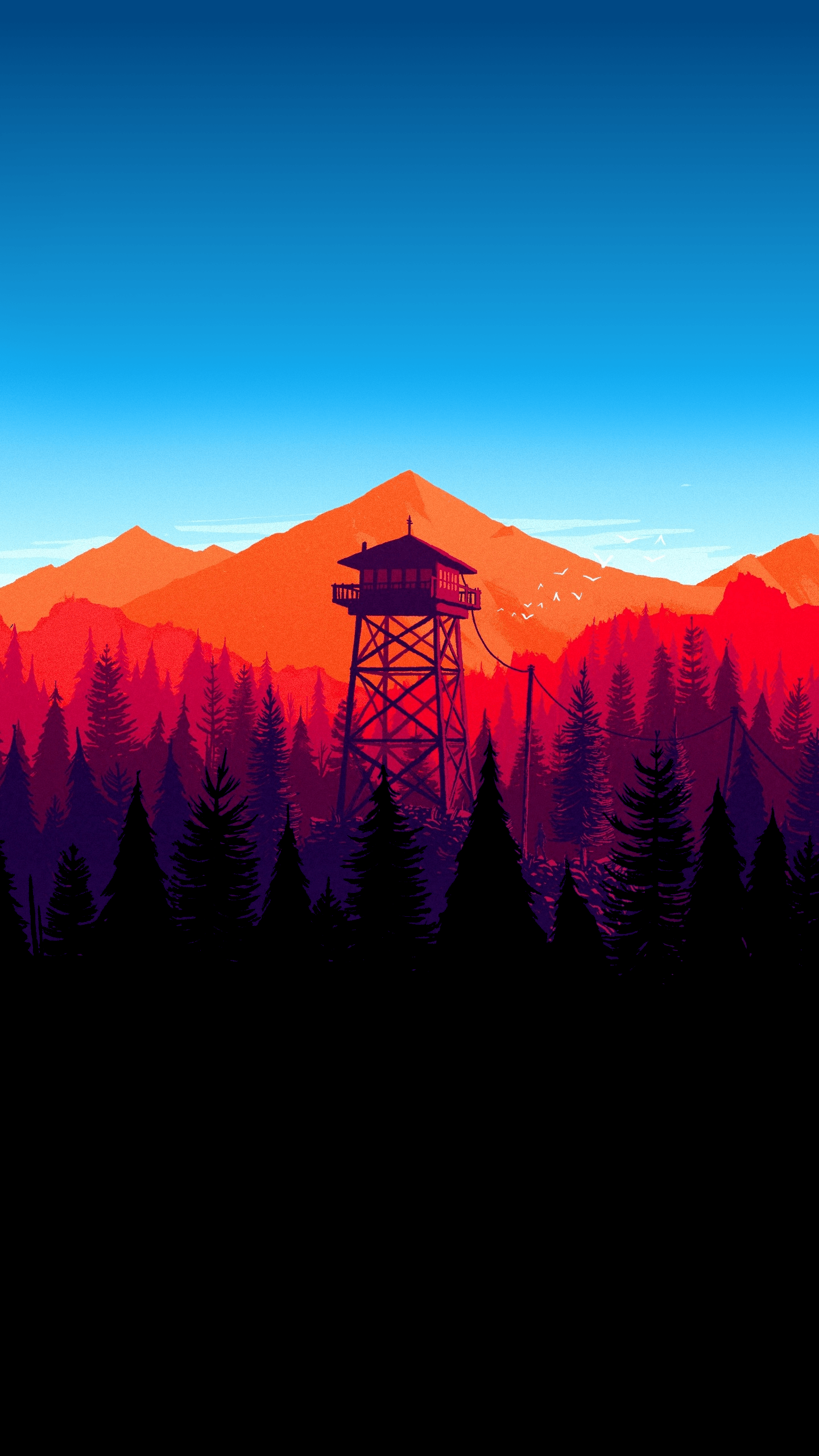 Firewatch torre foresta tramonto, 1440x2560 Verticale, iPhone Air