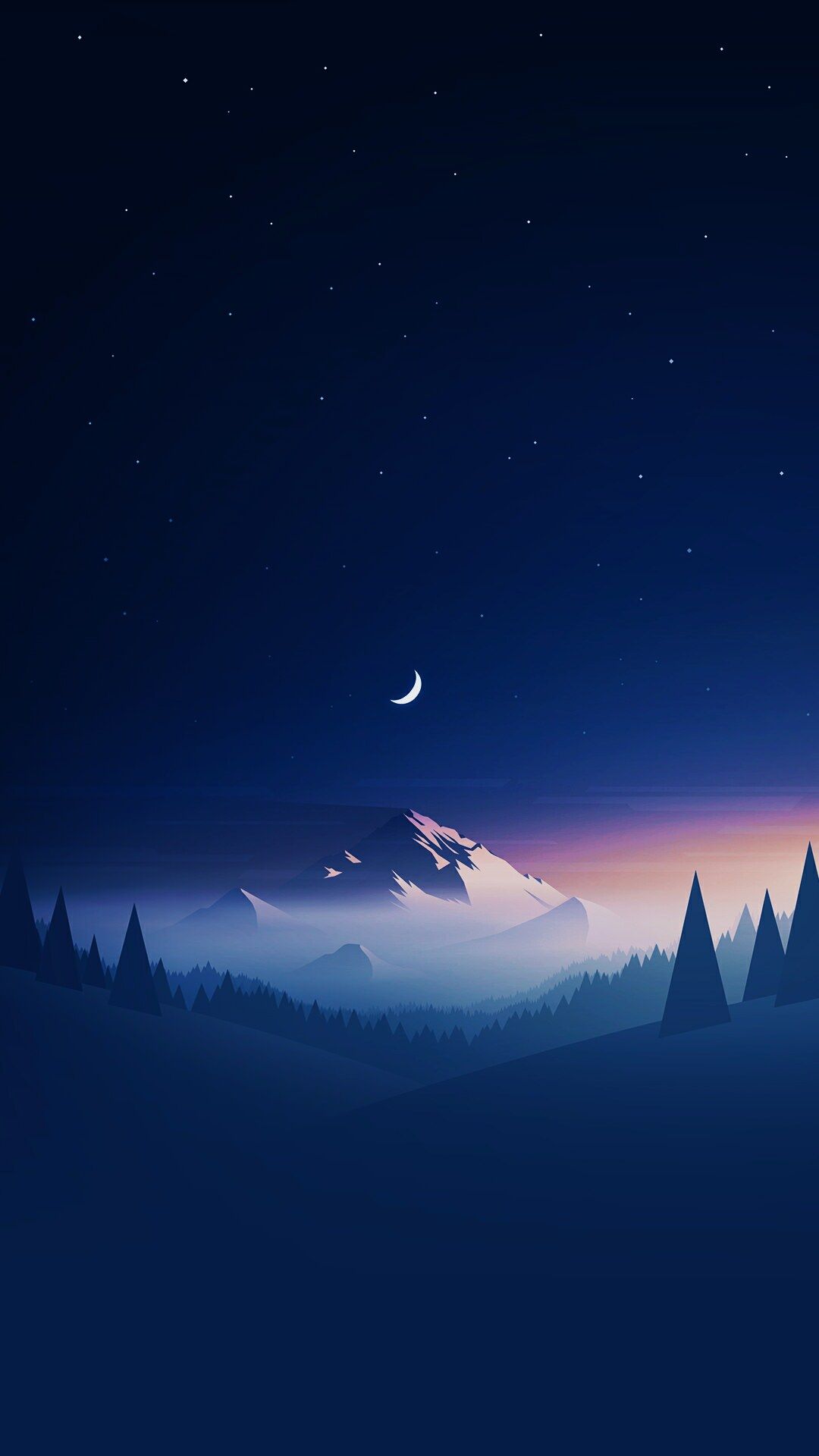 paesaggio notturno luna montagne, 1080x1920 Verticale, iPhone