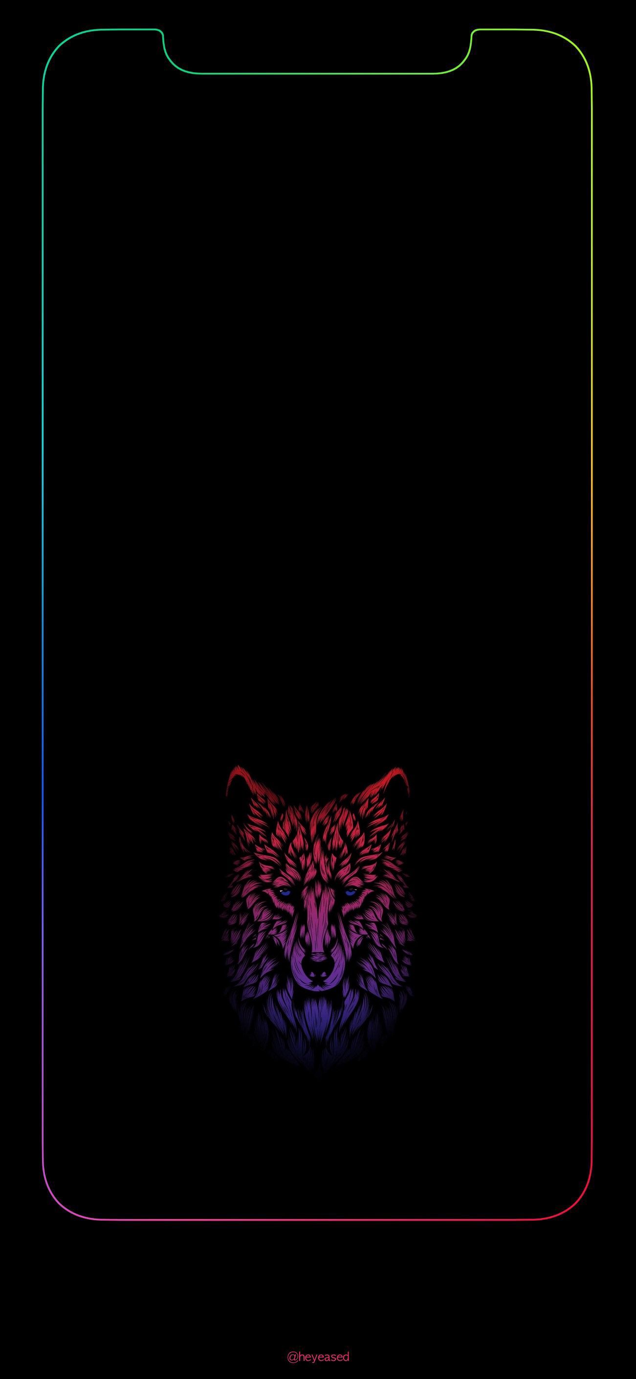 lupo colorato sfondo nero, 1301x2820 Full HD Verticale, iPhone Pro Max