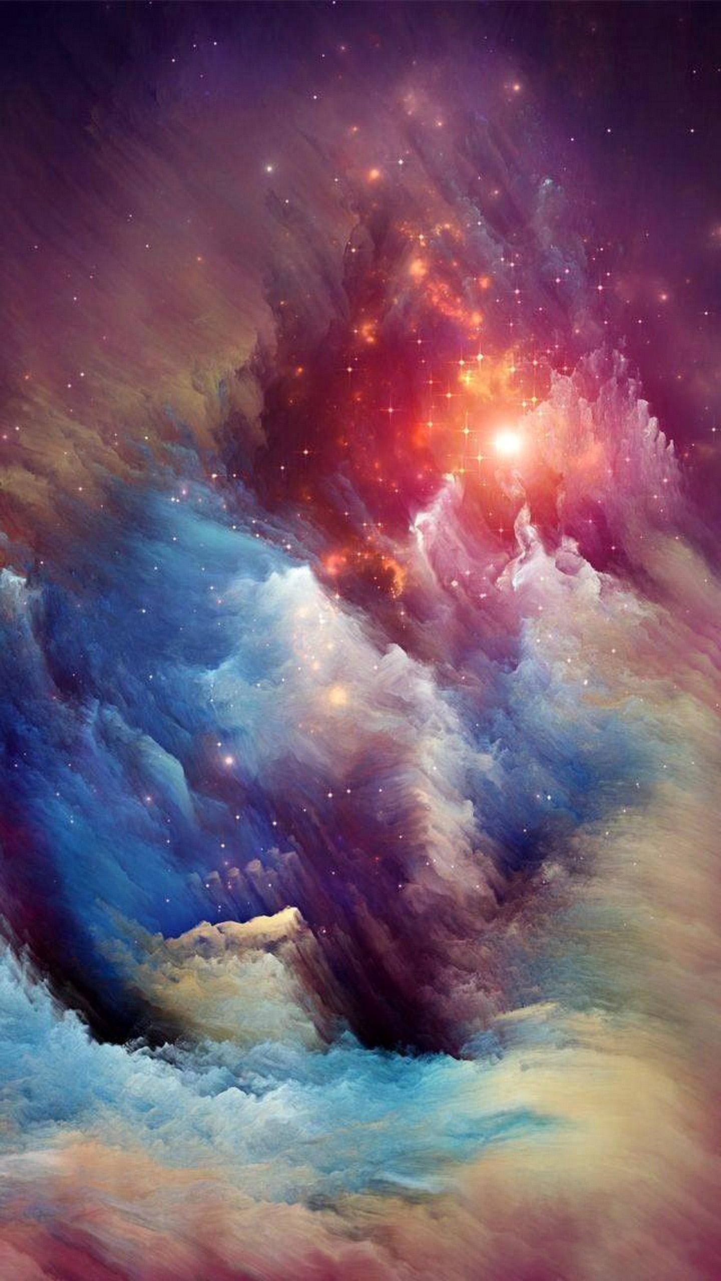 nuvole cosmiche colorate stelle, 1440x2556 Verticale, iPhone Plus
