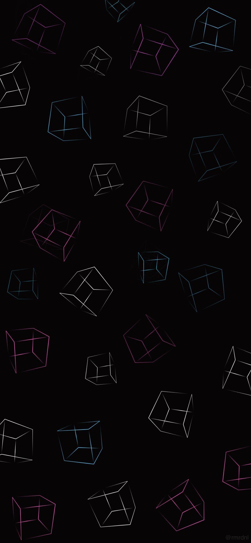 Cubi wireframe astratti neri, 1000x2165 Full HD Verticale, iPhone Plus