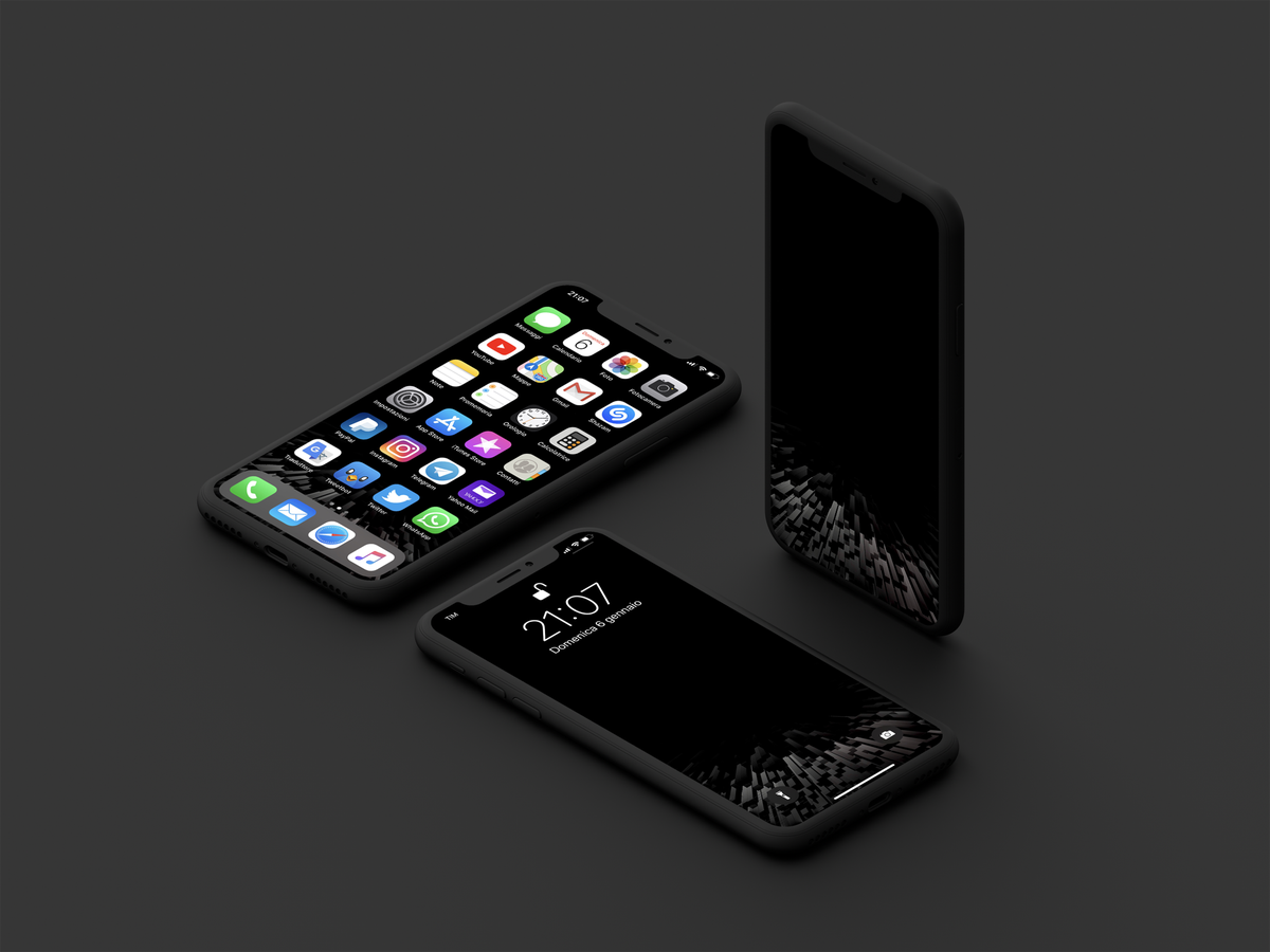 iPhone nero mockup 3D, 1200x900 HD, Laptop