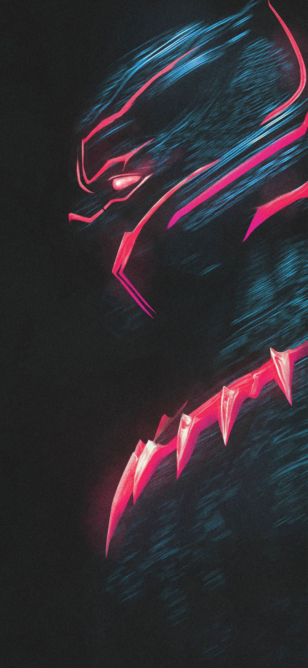 Black Panther denti neon, 1242x2688 Verticale, iPhone Plus