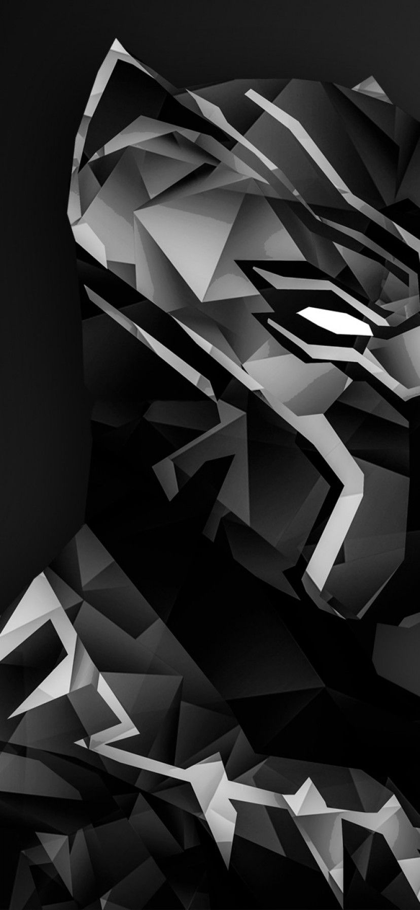 Black Panther low poly nero, 828x1792 Full HD Verticale, iPhone