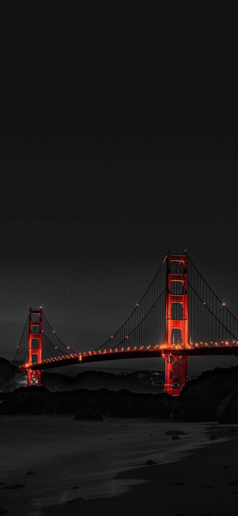 Golden Gate Bridge notturno rosso, 828x1792 Verticale, iPhone Air