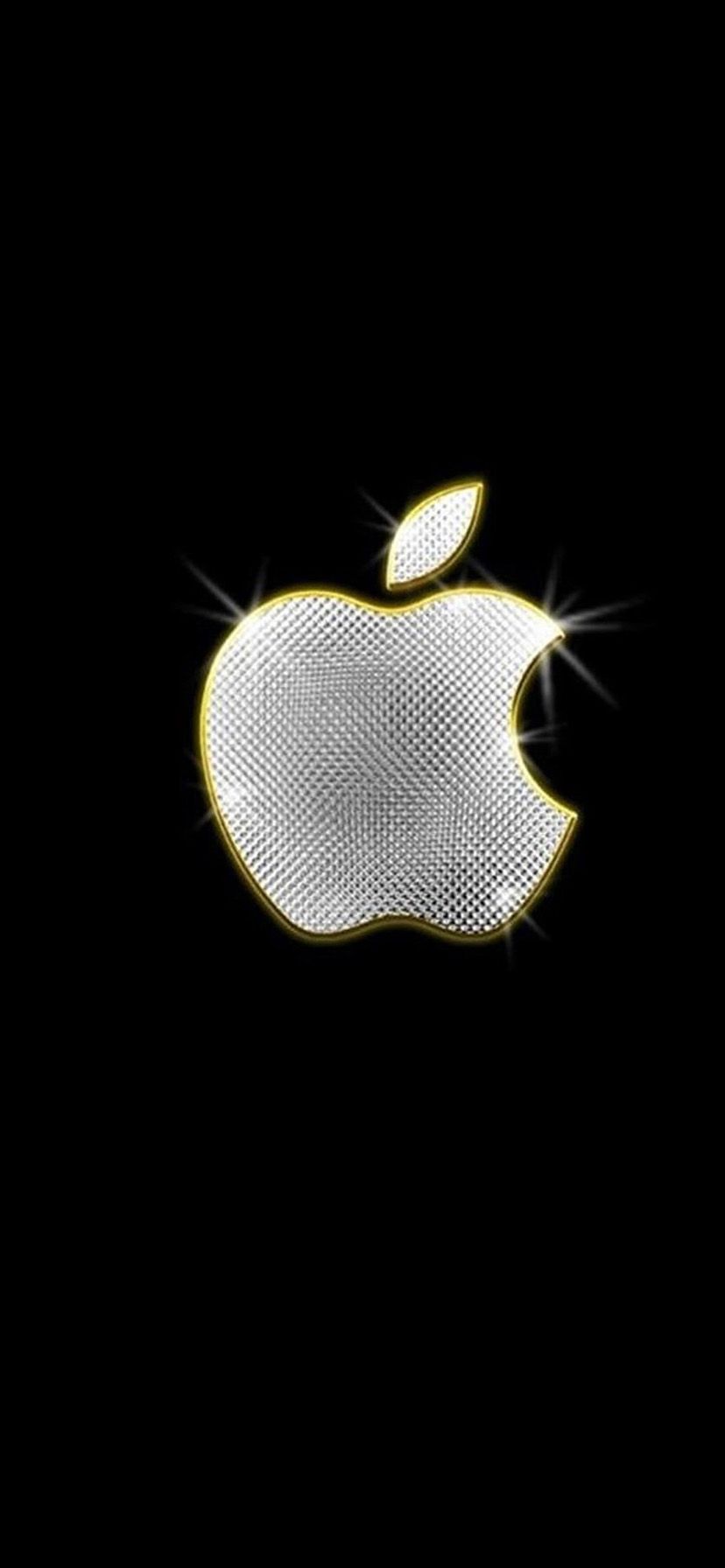 Logo Apple brillante oro, azienda tech, 828x1792 Verticale, iPhone Air