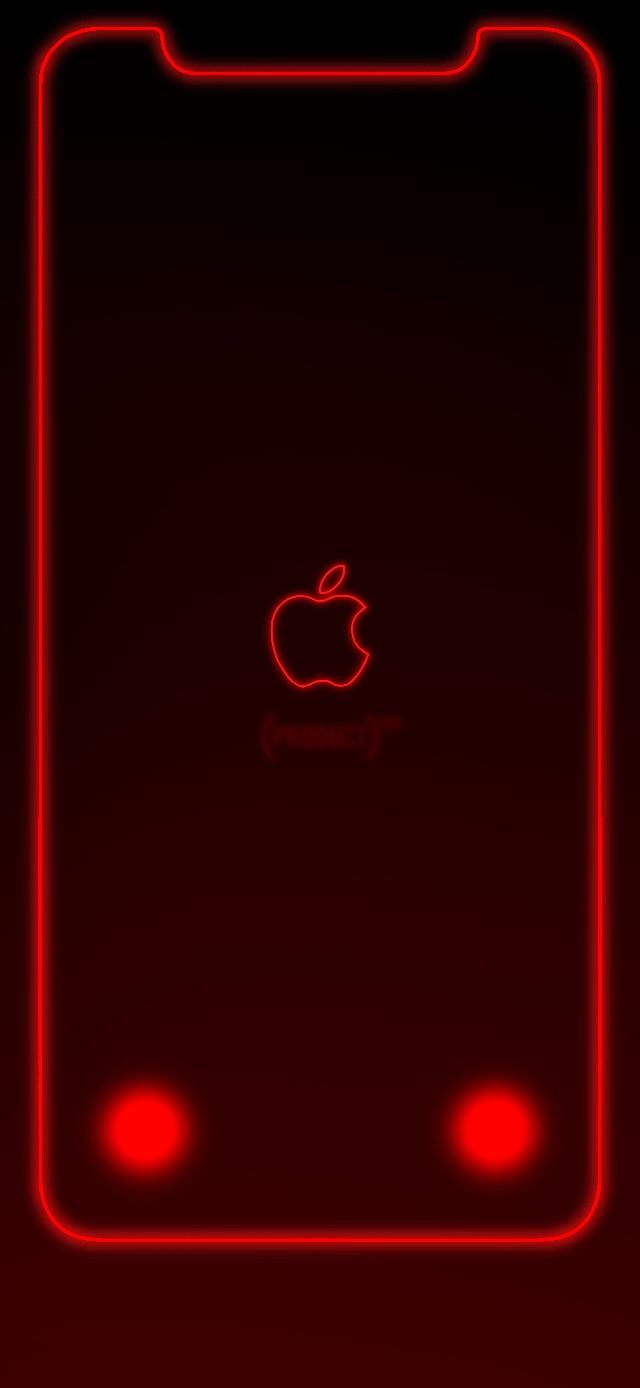 Logo Apple contorno rosso neon, 640x1388 Verticale, iPhone