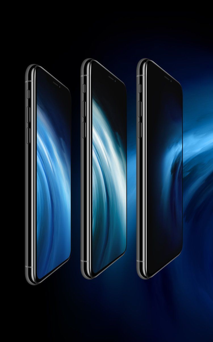 iPhone blu astratto tre profili, 750x1200 Verticale, iPhone Air