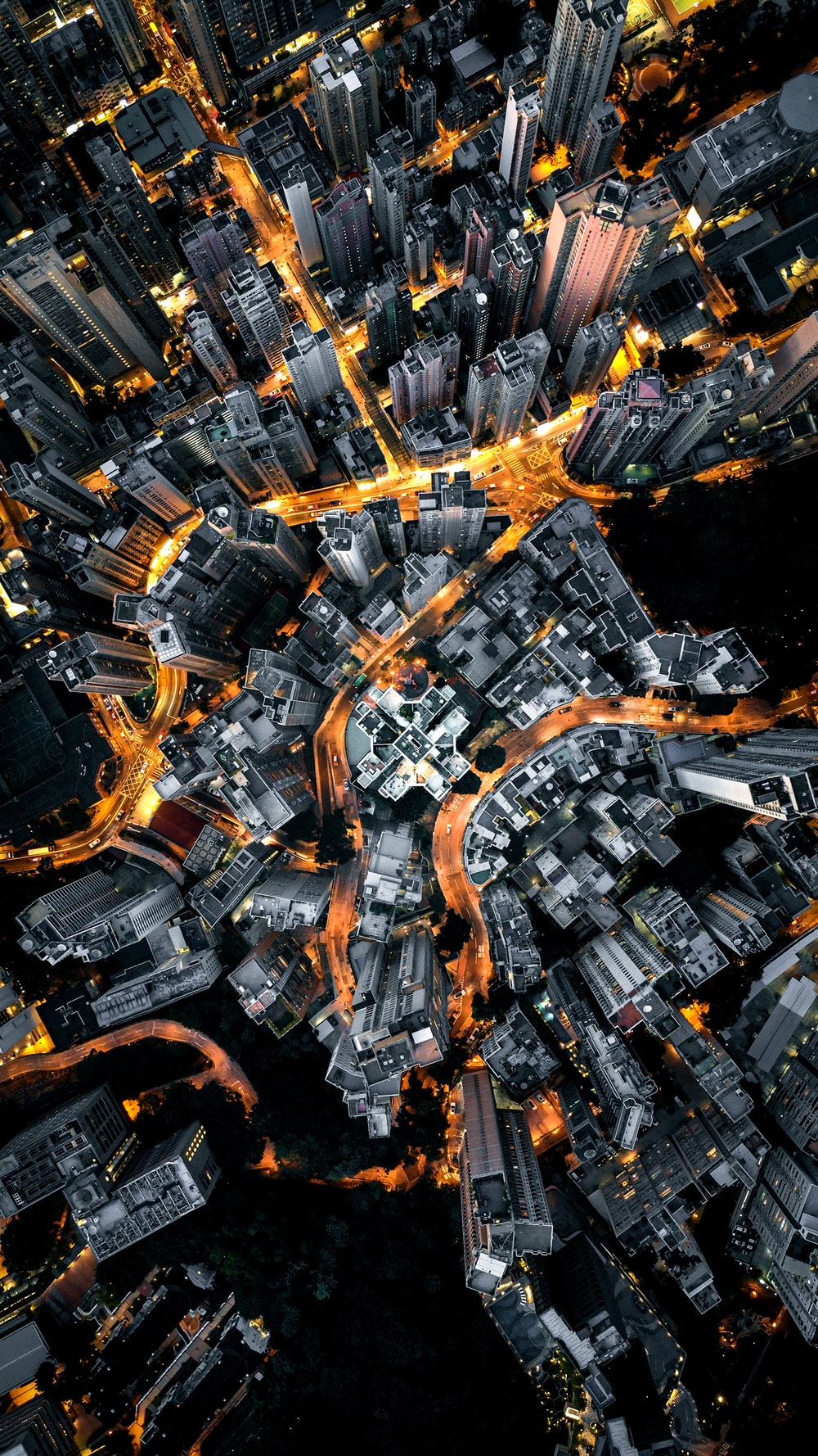 Vista aerea città notturna, 1000x1778 Verticale, iPhone