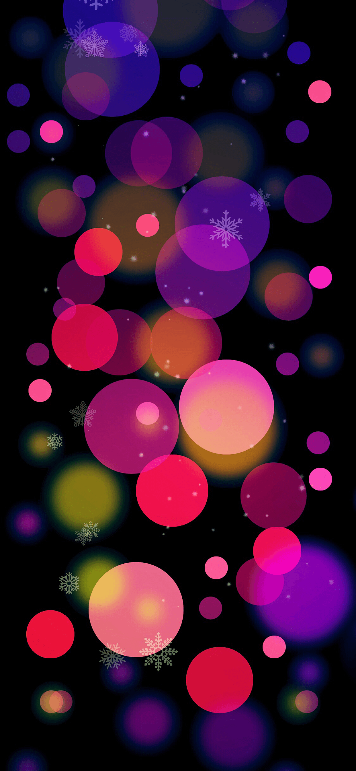 Bolle colorate luminose sfondo nero, 1242x2688 Verticale, iPhone Plus