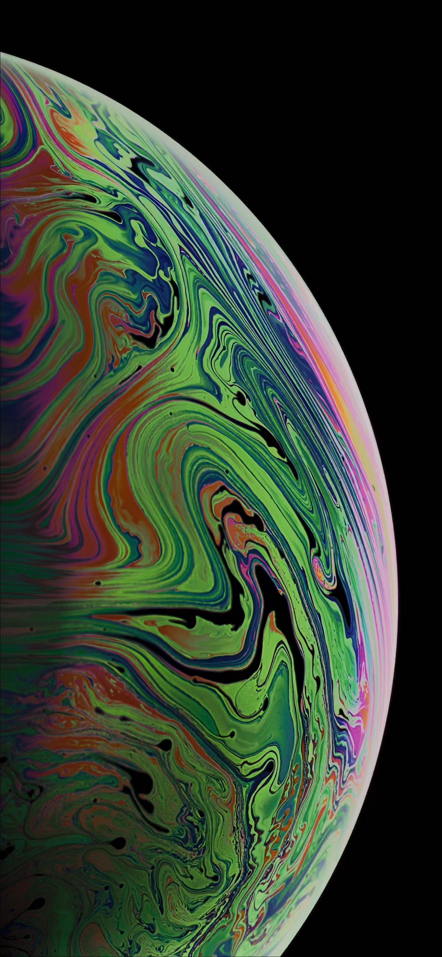Sfera astratta verde iridescente, 1496x3238 Verticale, iPhone Air