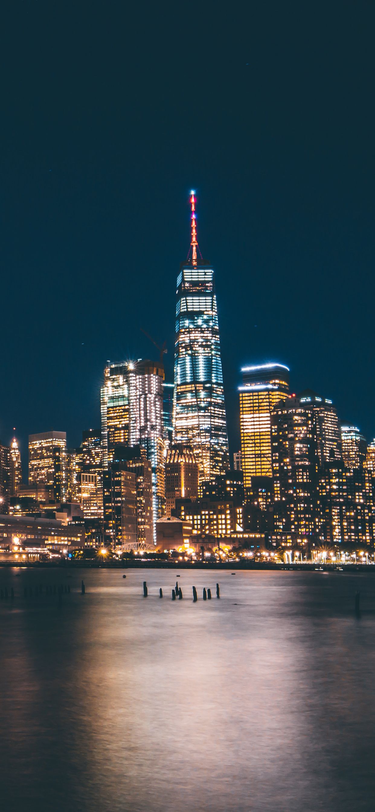 Skyline New York notturno, 1242x2688 Verticale, iPhone Plus