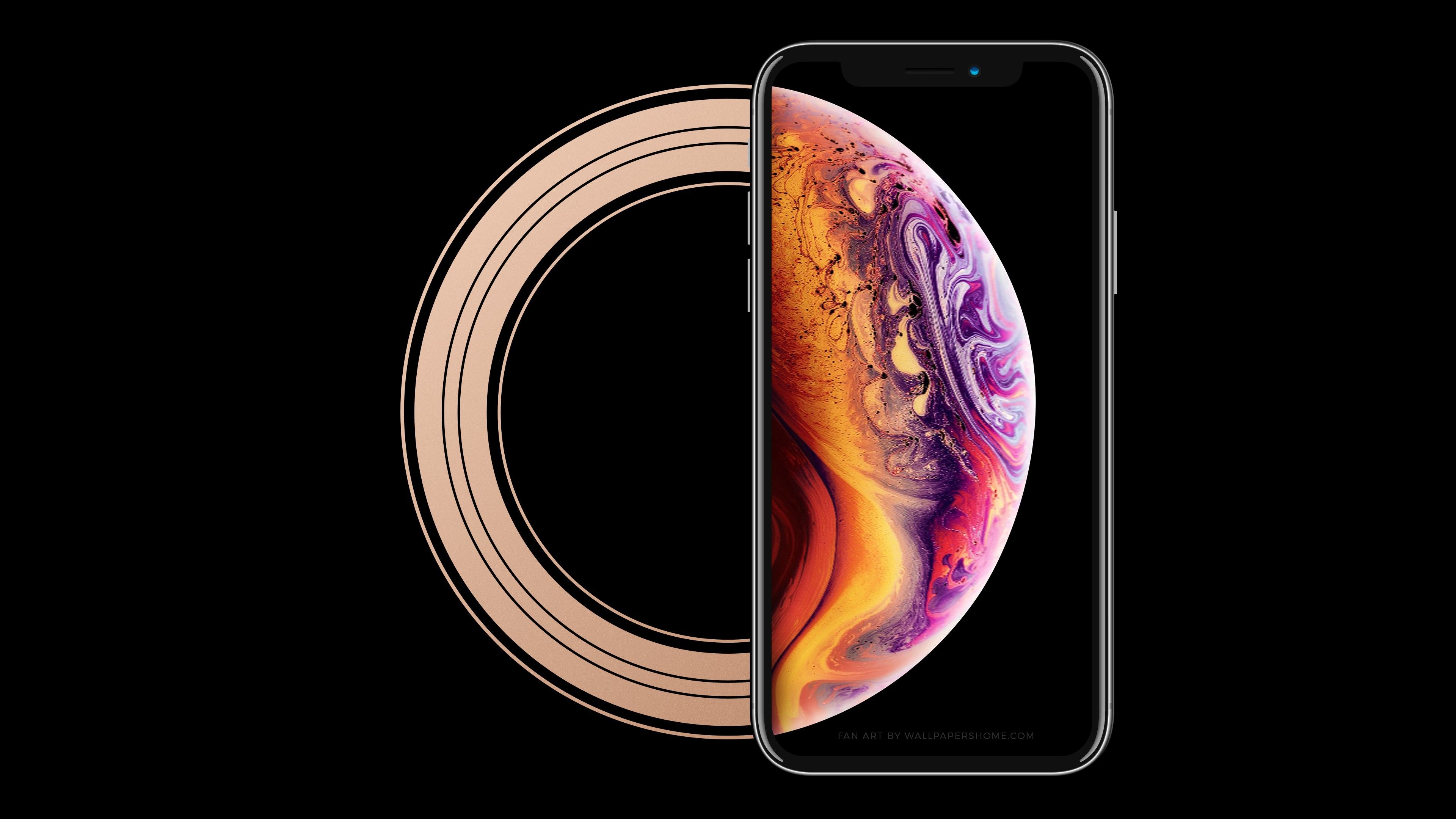 iPhone XS oro sfondo nero, 3840x2160 UHD, PC 4K