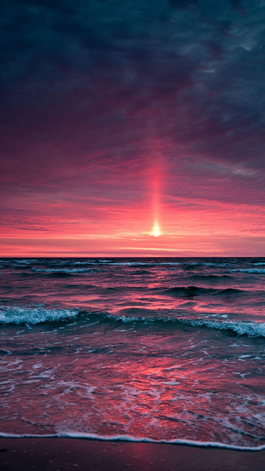Tramonto rosa sul mare, 1080x1920 Verticale, iPhone Pro